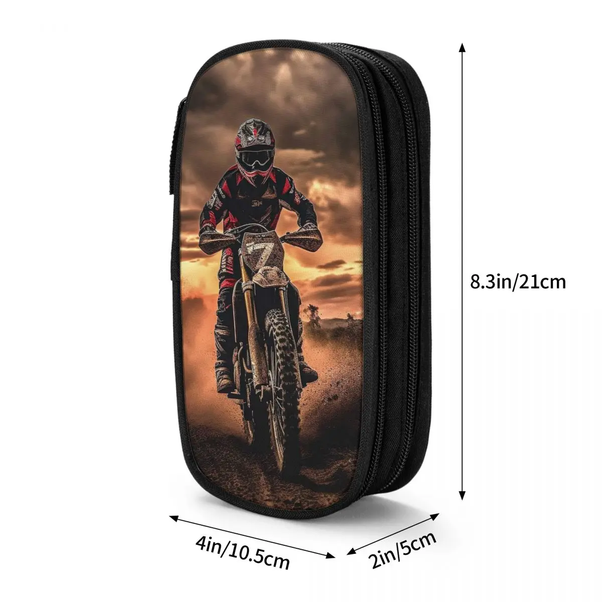 Motocross Rider Motorcycle Pencil Case for Boys Girls School Pen Box Pencil Bag Stationery Supplies Pen Holder Bag