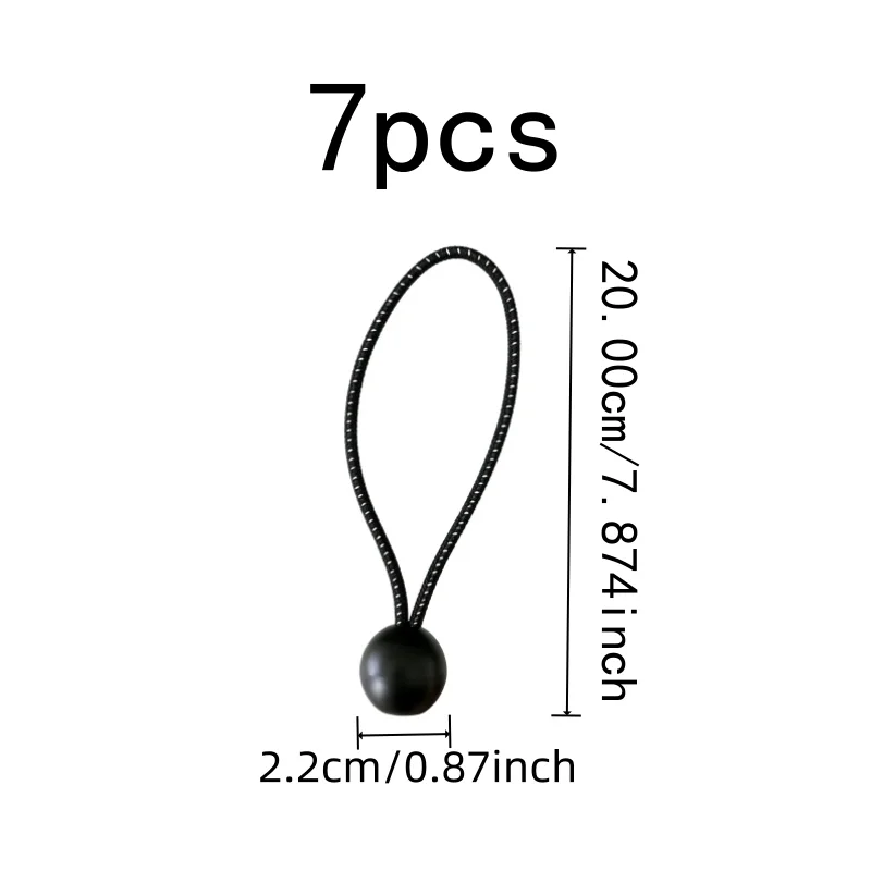 Tough Anti-Deformation 20cm Decorative Elastic Tie Downs 7 pcs, perfect for Sunshade Canopy Straps, Strong Durable Stretch
