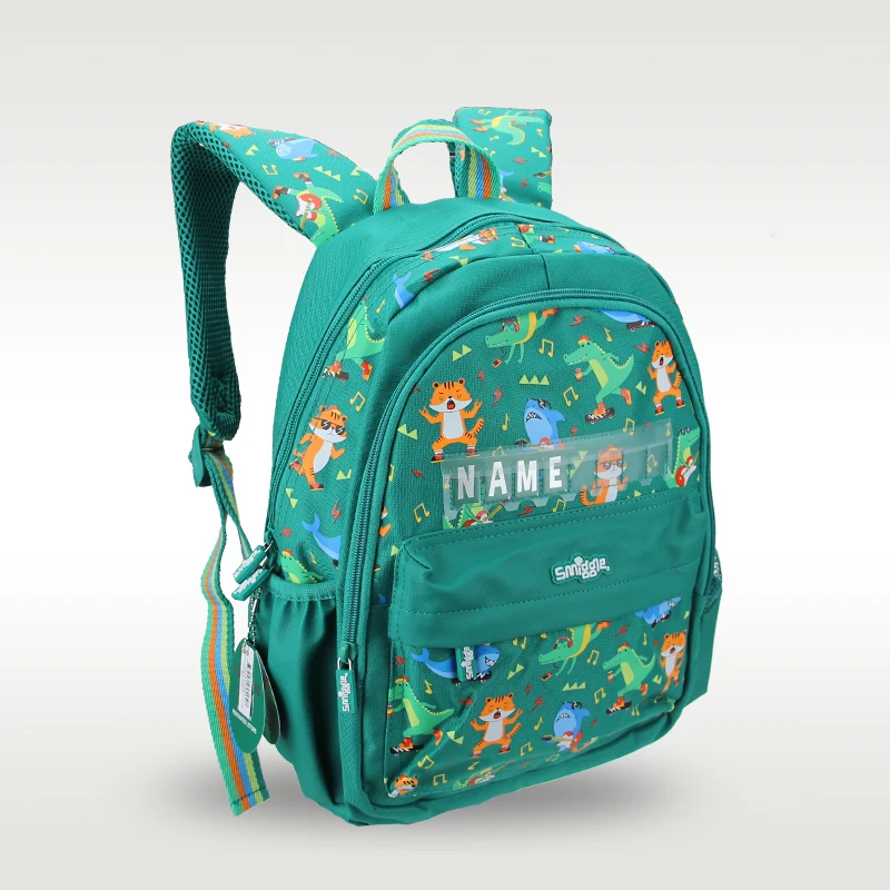 Mochila escolar original de Australia Smiggle para niños, mochila con tarjeta de visita, suministros escolares geniales de tigre verde, 14 pulgadas