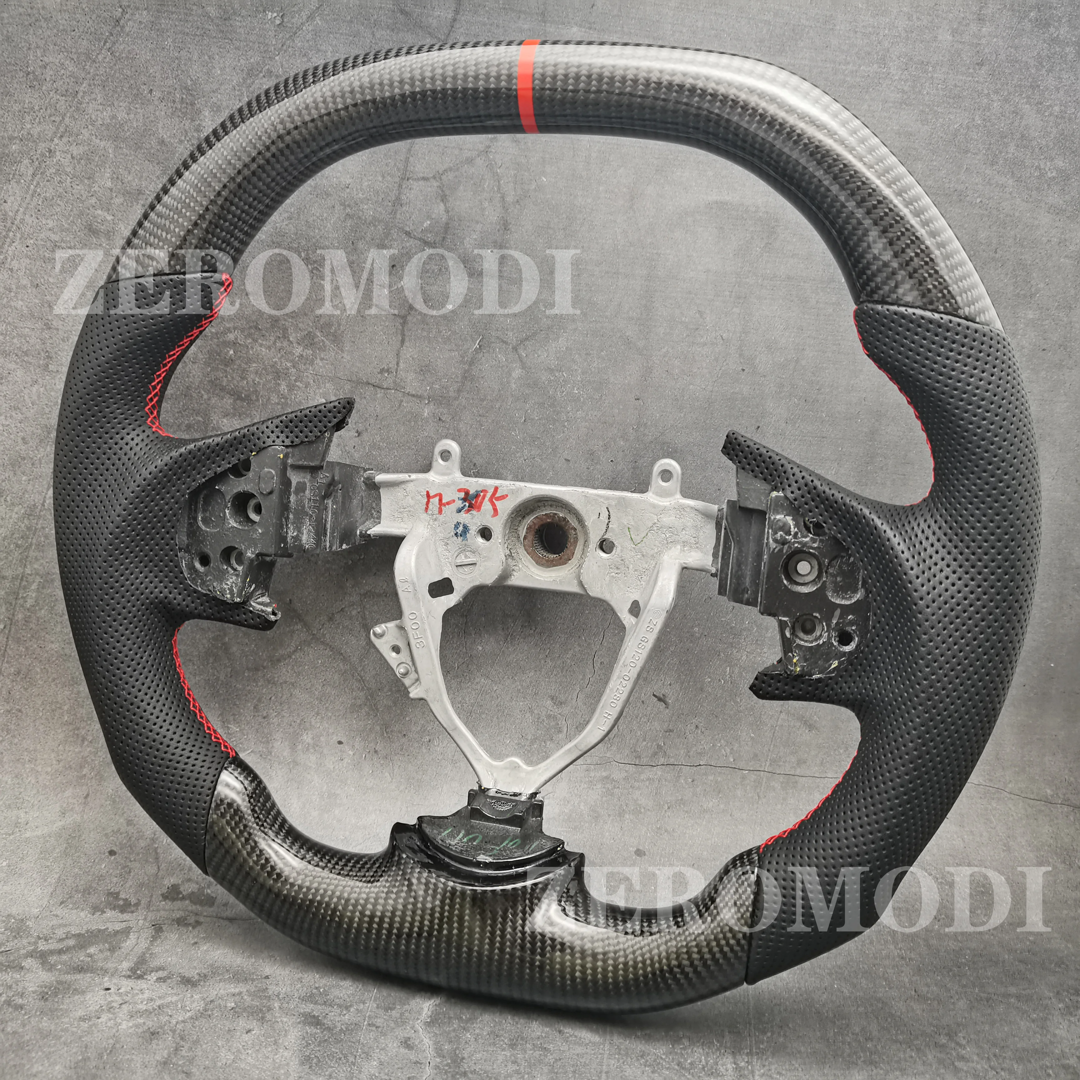 Custom Carbon Fiber Perforated Leather Steering Wheel For Mitsubishi Lancer