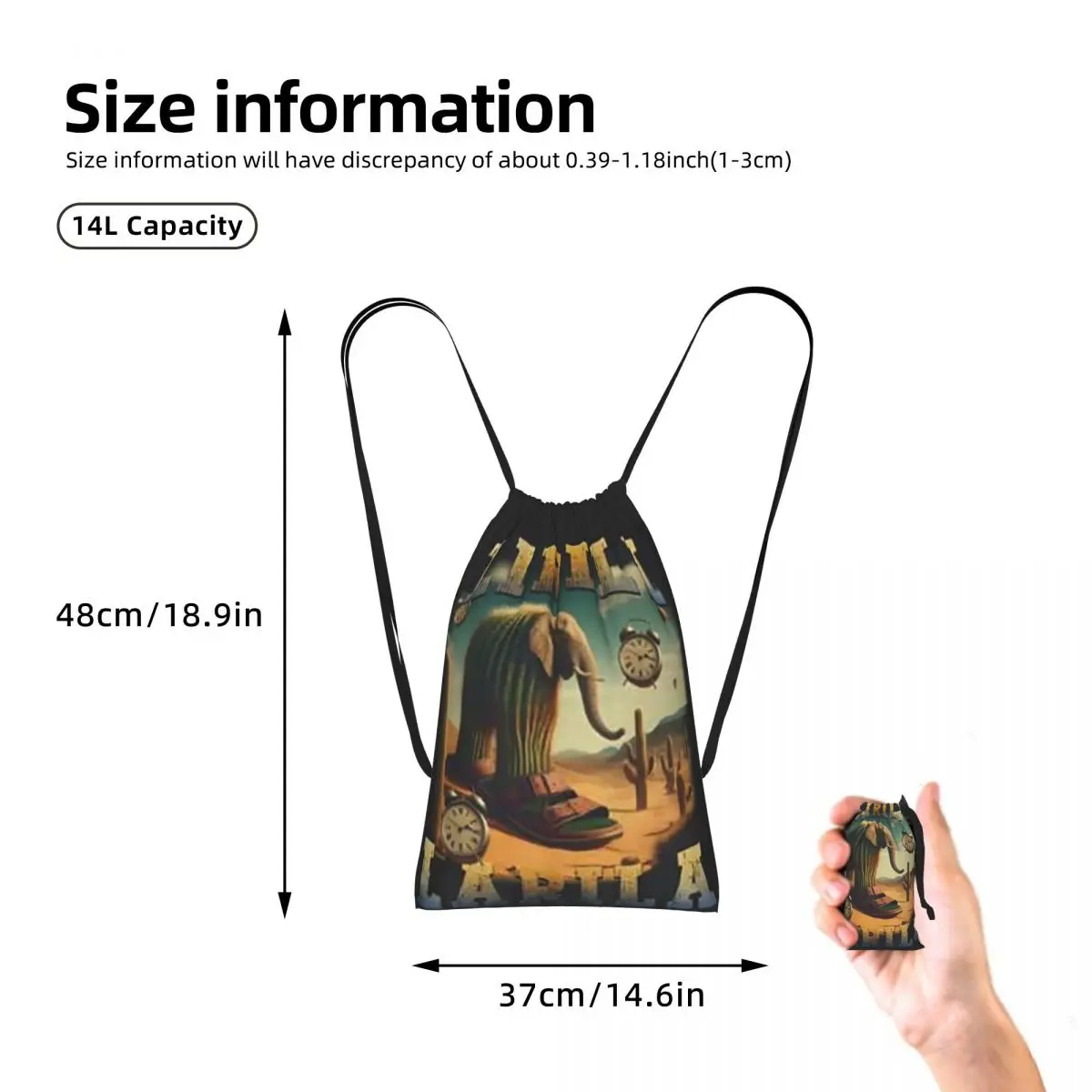 Lirili Larila Funny Italian Brainrot Meme Drawstring Backpack hiking cycling Bag Lightweight Foldable Storage Drawstring Bag