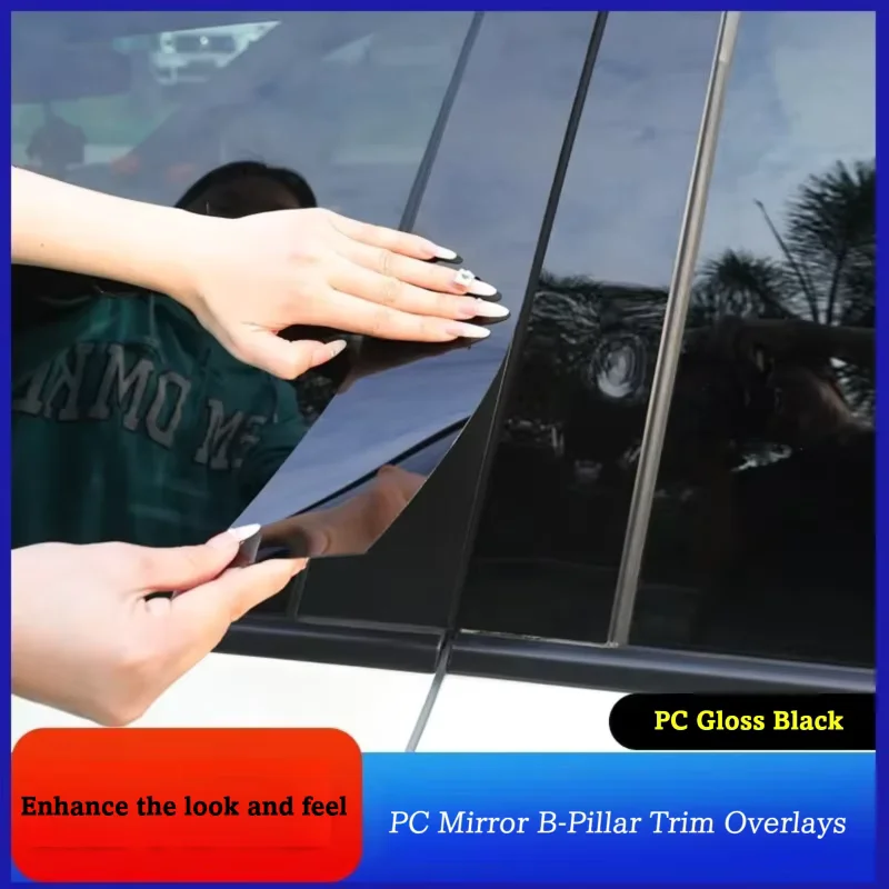 

For Porsche Panamera 2010-2022 Cayenne Macan Gloss Black B-Pillar Overlays Mirror Polished Window Pillar Trim Stickers