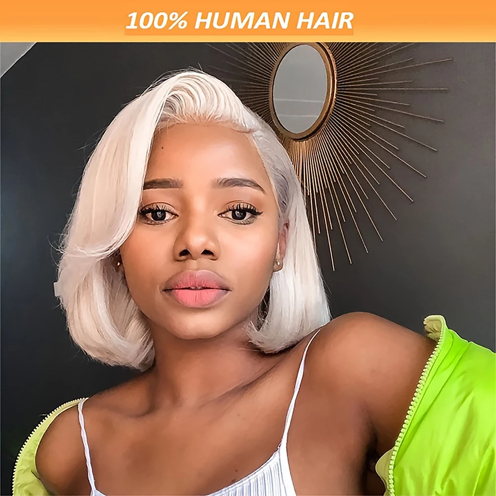 

code calla Short Bob Wig 613 Honey Blonde Straight Bob Middle Part Lace Front Bob Wig Pre-Plucked Lace Women’s Affordable Wig