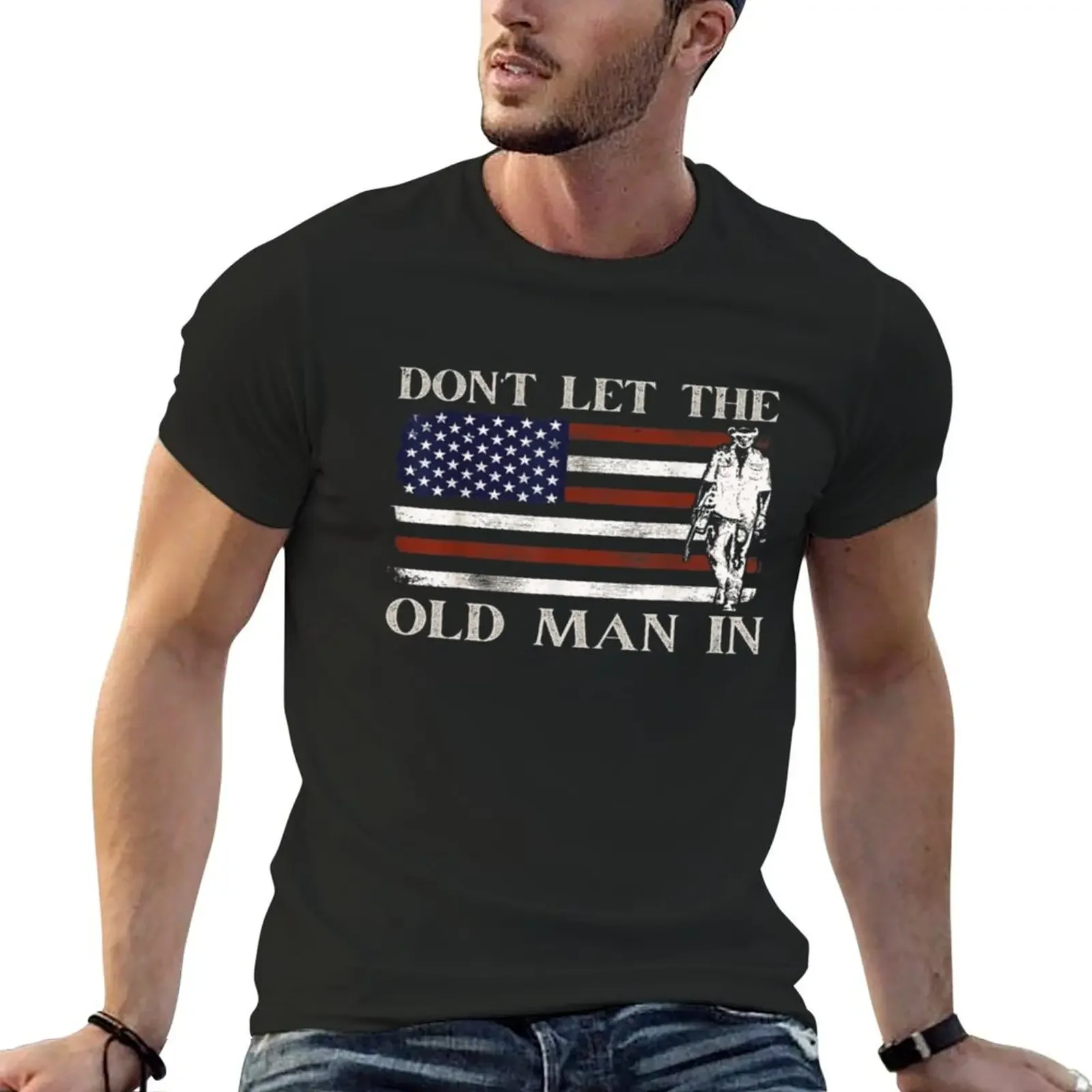 

DON'T LET THE OLD MAN IN Vintage American flag T-Shirt Aesthetic clothing boys whites mens funny t shirts