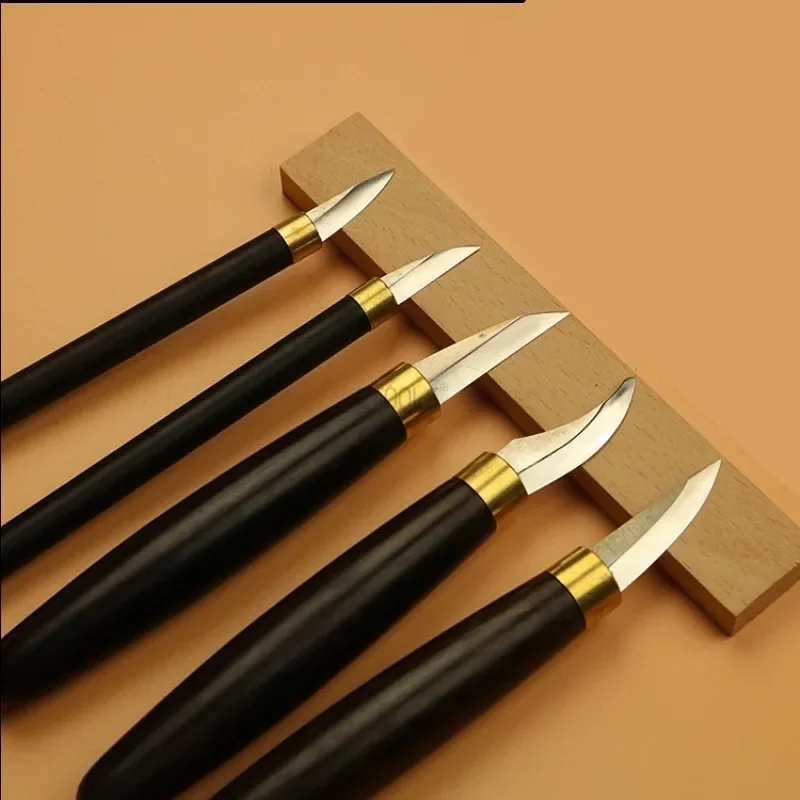 5Pcs Wood Handle Carving Knife Hand Tool Set Wood Cut DIY Chisels Digging Spoons Cutting Manual Detailed Woodworking Tools Suit