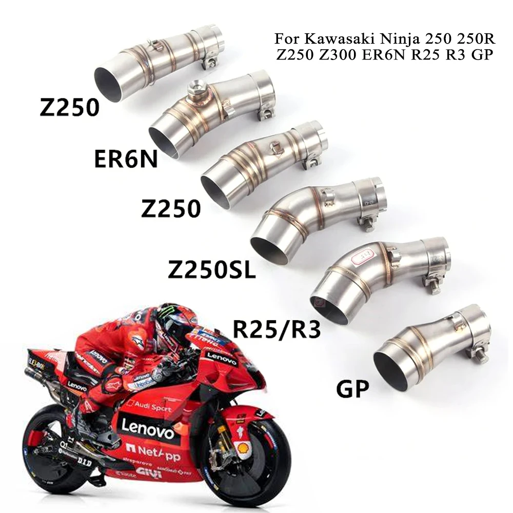 Motorcycle Exhaust Middle Pipe For Kawasaki Ninja 250 250R Z250 ER6N R25 R3 GP Muffler Link Pipe Adapter Middle Section