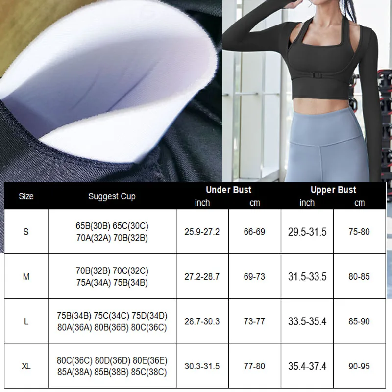 Aiithuug Padded Gym Shirts Long Sleeve Women Yoga Shirts Fake Two Pieces Fitness Tops with Underbust Fastener Sexy Workout Top