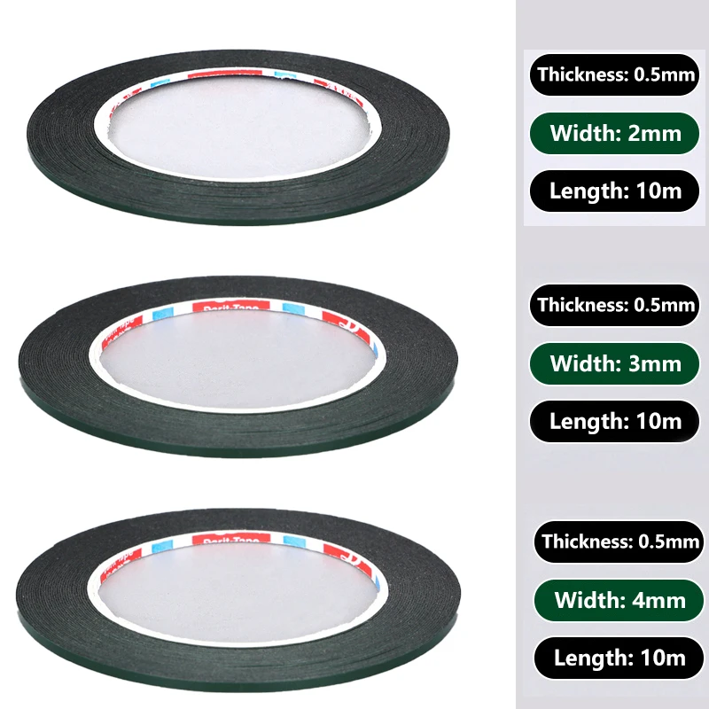 2PCS 2/3/4mm 10meters Double Sided Sticky Foam Tape Adhesive LCD Screen Frameless For TV Borderless Curved Display Sealing Fix