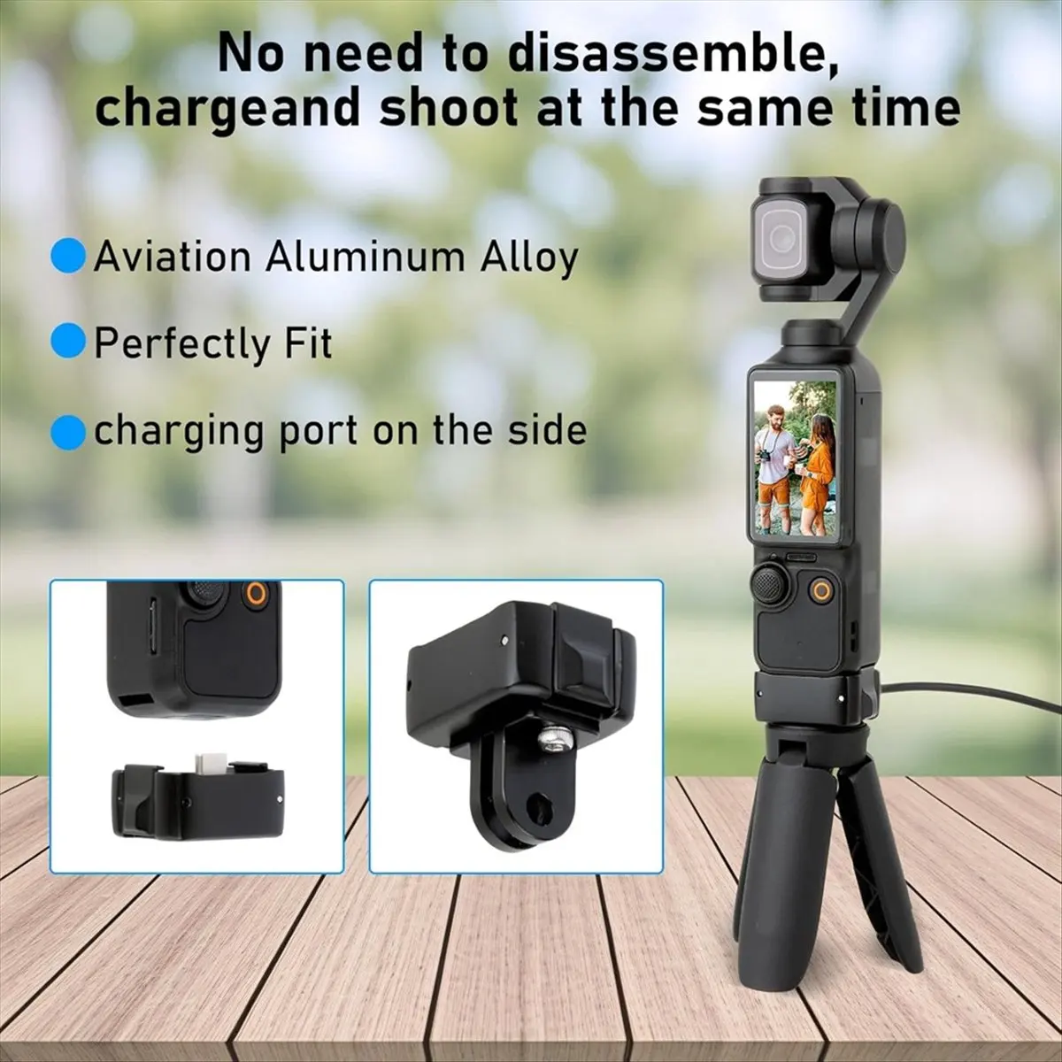 【~ New Y24A】Charging Base Adapter for Pocket 3,with Threaded Hole and Connector on the Bottom for Action Camera Accessories