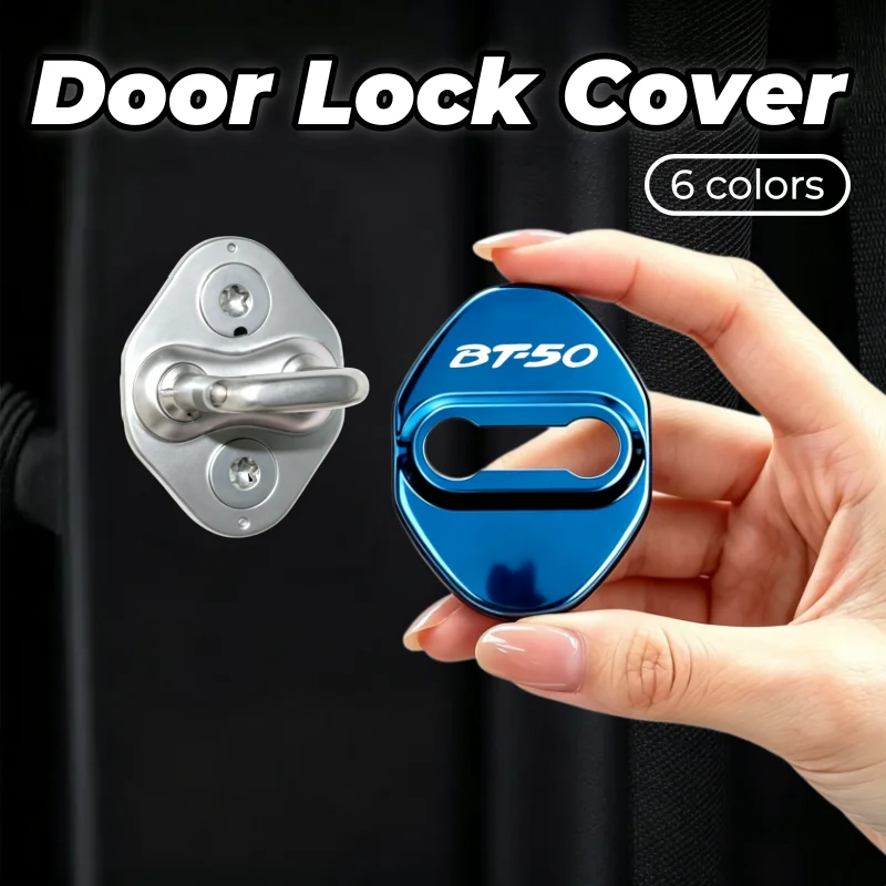 4Pcs Car Door Lock Latch Cover Protector for Mazda BT‑50 Pickup Anti‑Scratch Door Lock Buckle Decor Trim Interior Accessories