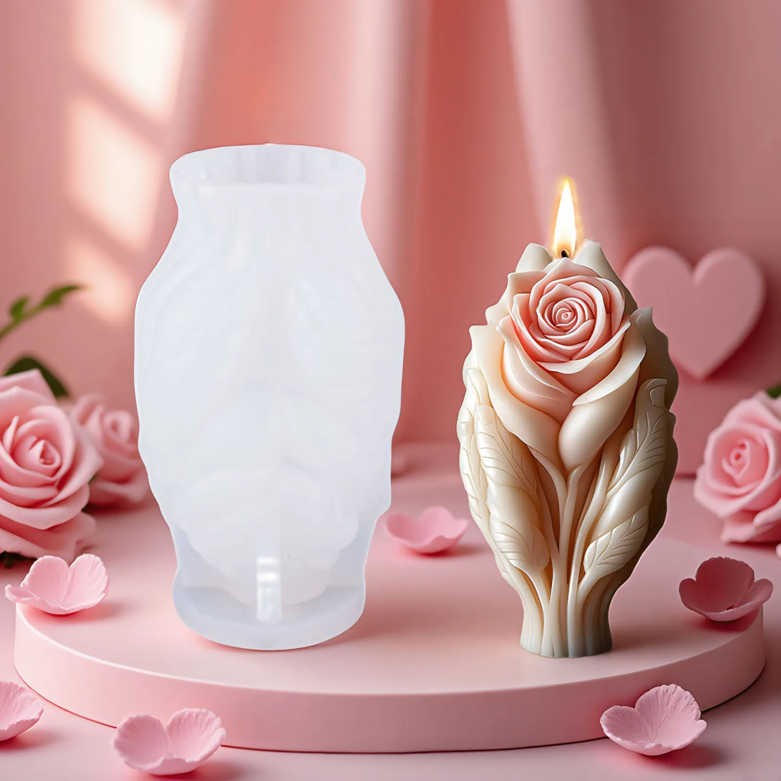 Rose Candle Silicone Mold for Wedding Valentine's Day Flower Aromatherapy Soap Ornament Gypsum Epoxy Resin Mold Home Decor view 2