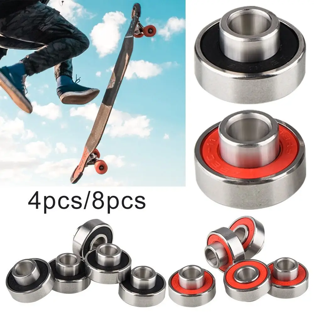 4/8pcs High Quality 608-2RS High Speed Skateboard Bearings Integrated Bearing Long Plate Surfboard Bearing