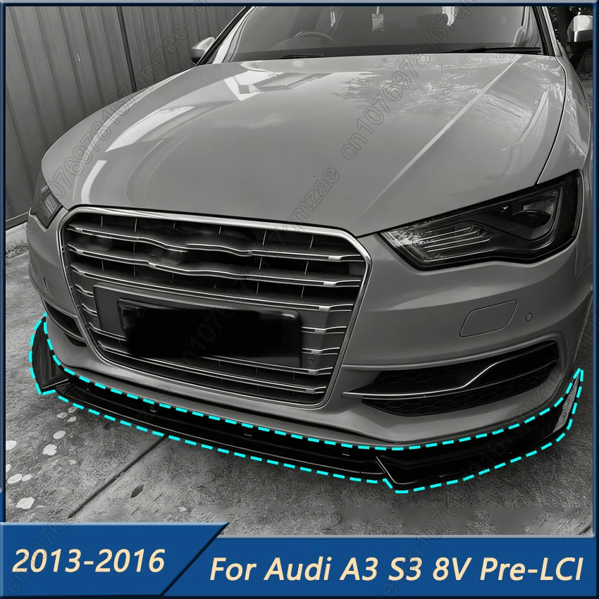 

Front Splitter Spoiler Tuning For Audi S3 / A3 S-Line 8V Pre-LCI 2013-2016 Car Front Bumper Lip Chin Guard Cover Body Kits