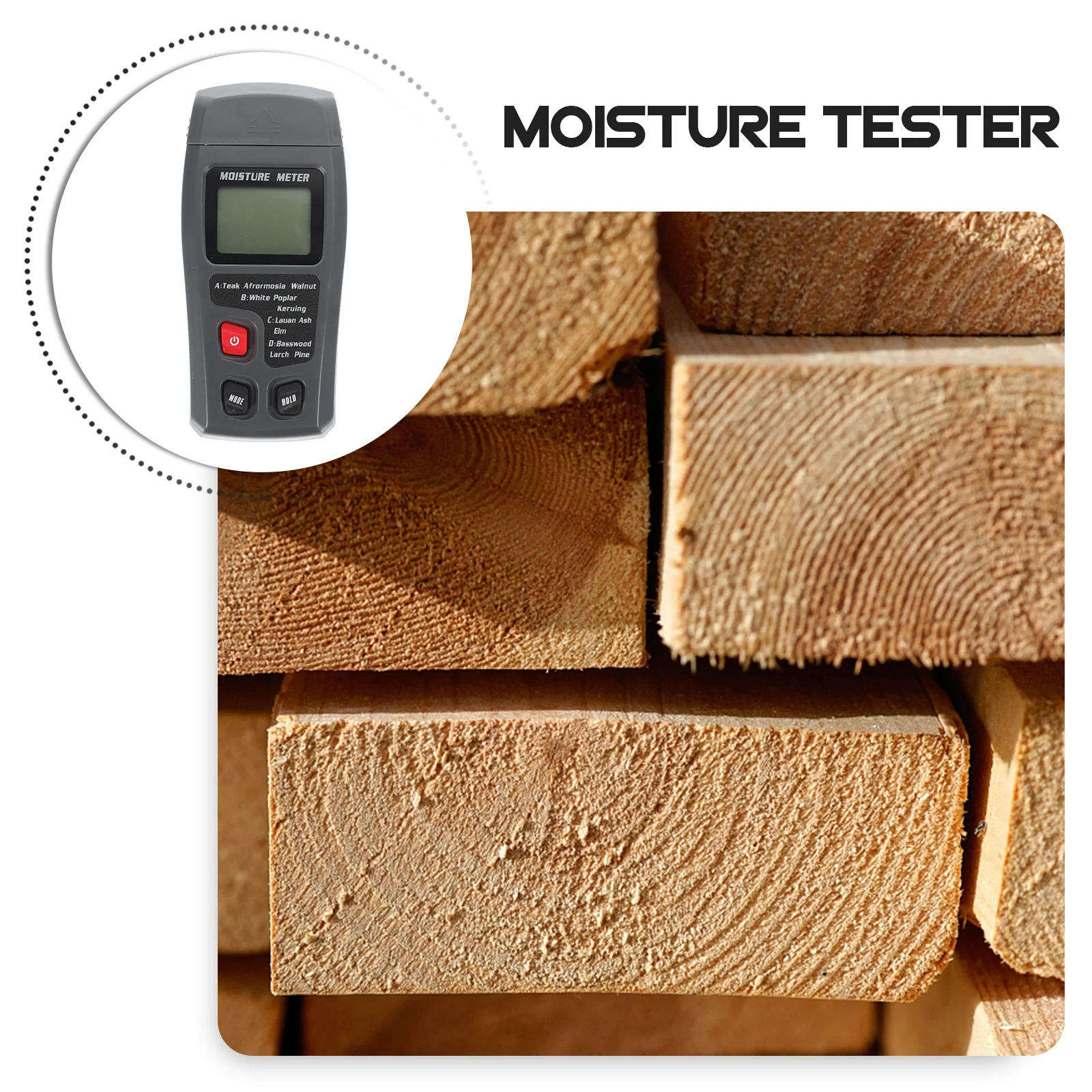 

Wood Moisture Tester LCD Display Back Light Professional Multi Function Tester High Resolution Low Alert