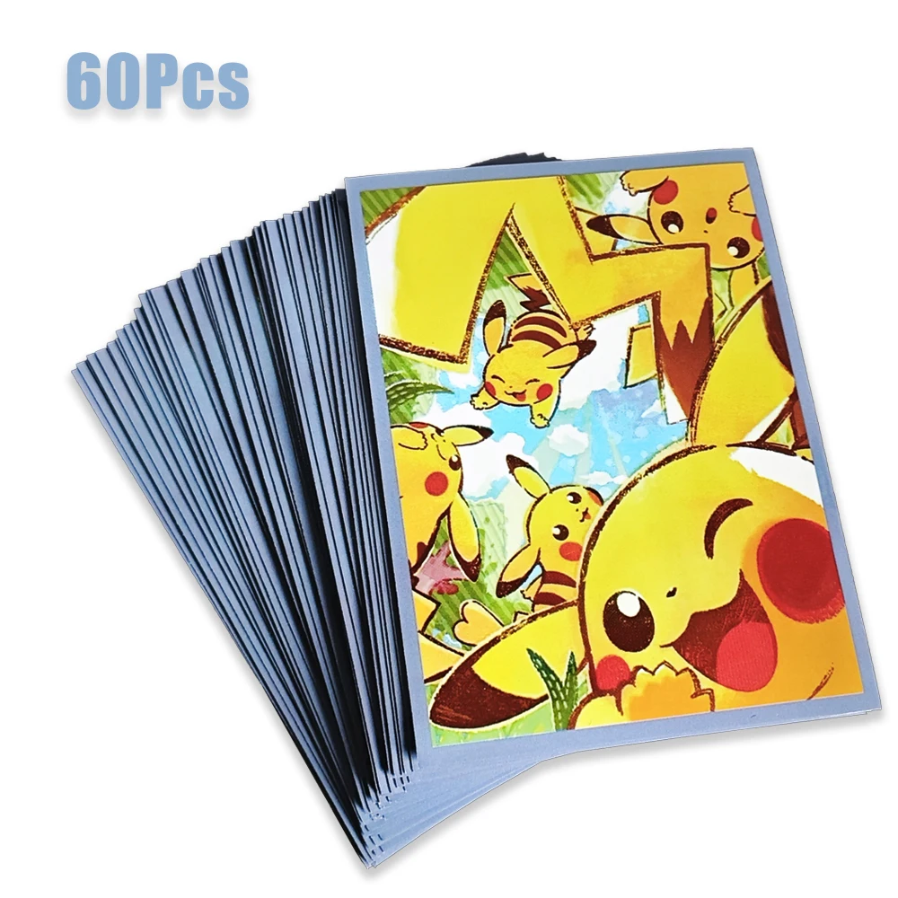 60 Stück PTCG Standardgröße Kartenschutzhüllen 66x91mm Pikachu Kartenhülle Happy Day Tischspiel Schutzhülle Jungengeschenke