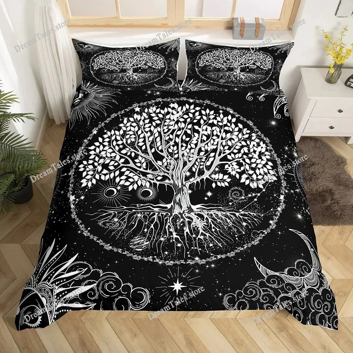 Duvet Cover Set Tree of Life Polyester Comforter Cover King Queen Full Size for Kids Boys Girls Bedding Set with Comforter Cover