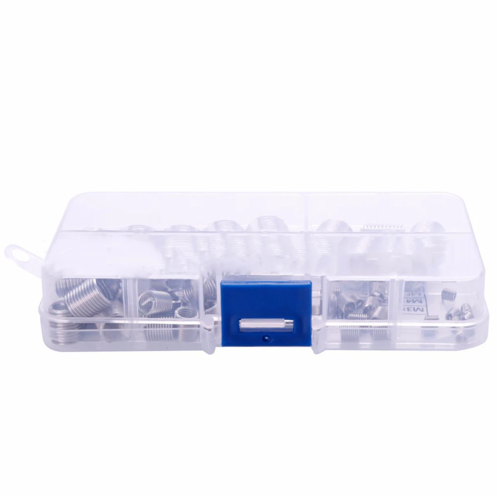 60pcs 304 Stainless Steel Helicoil Thread Repair Kit M3 M4 M5 M6 M8 M10 M12 2D Threaded Insert Tool Assortment Kit