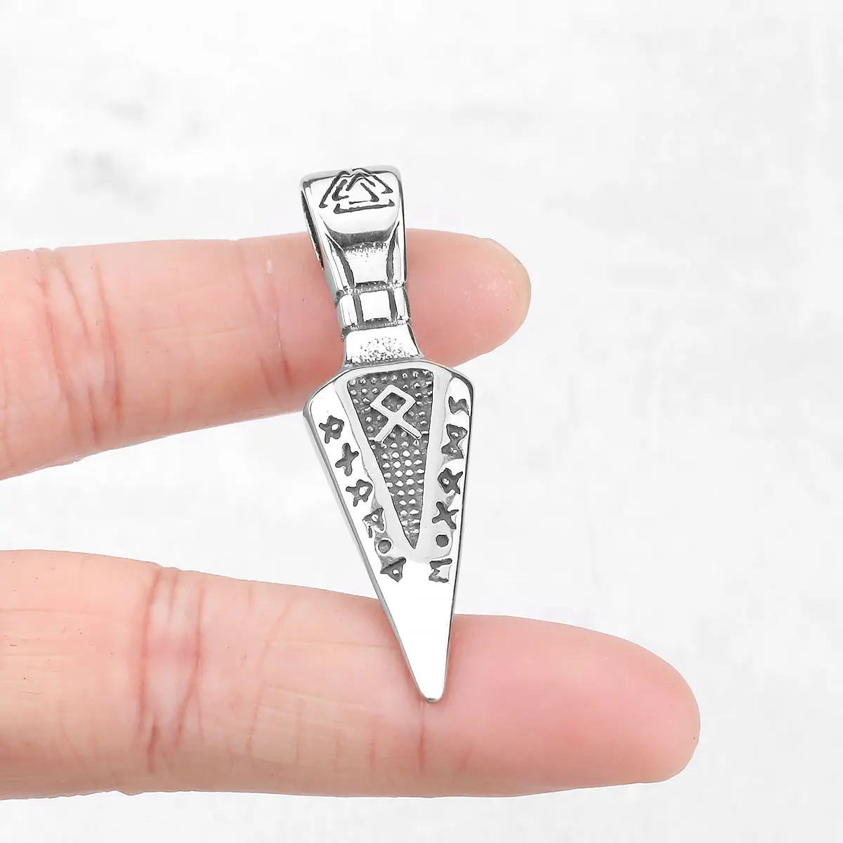 Men Viking Stainless Steel Necklace Double-sided Gold Color Norse Spear Pendant Thor Hammer Vegvisir Amulet Scandinavian Jewelry