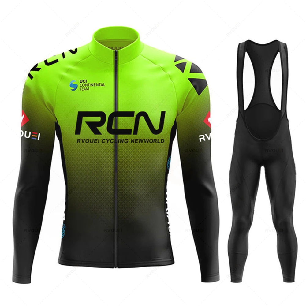 2023 New Rcn Team Autumn Cycling Jersey Set Ropa Ciclismo Men Long Sleeve Bike Clothing MTB Maillot Road Bicycle Bibs Uniform