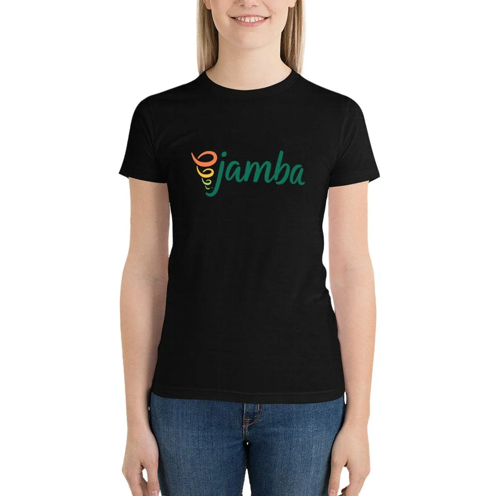 Jamba Juice Cafe t-shirt summer top lady clothes summer top t-shirt in cotone da donna