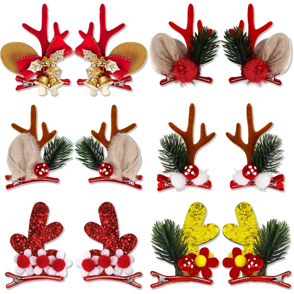 

Christmas Hair Clips Reindeer Antlers Bow Bells Party Hair Accessories Xmas Gifts Festivrty Ornament Gift Women Kids