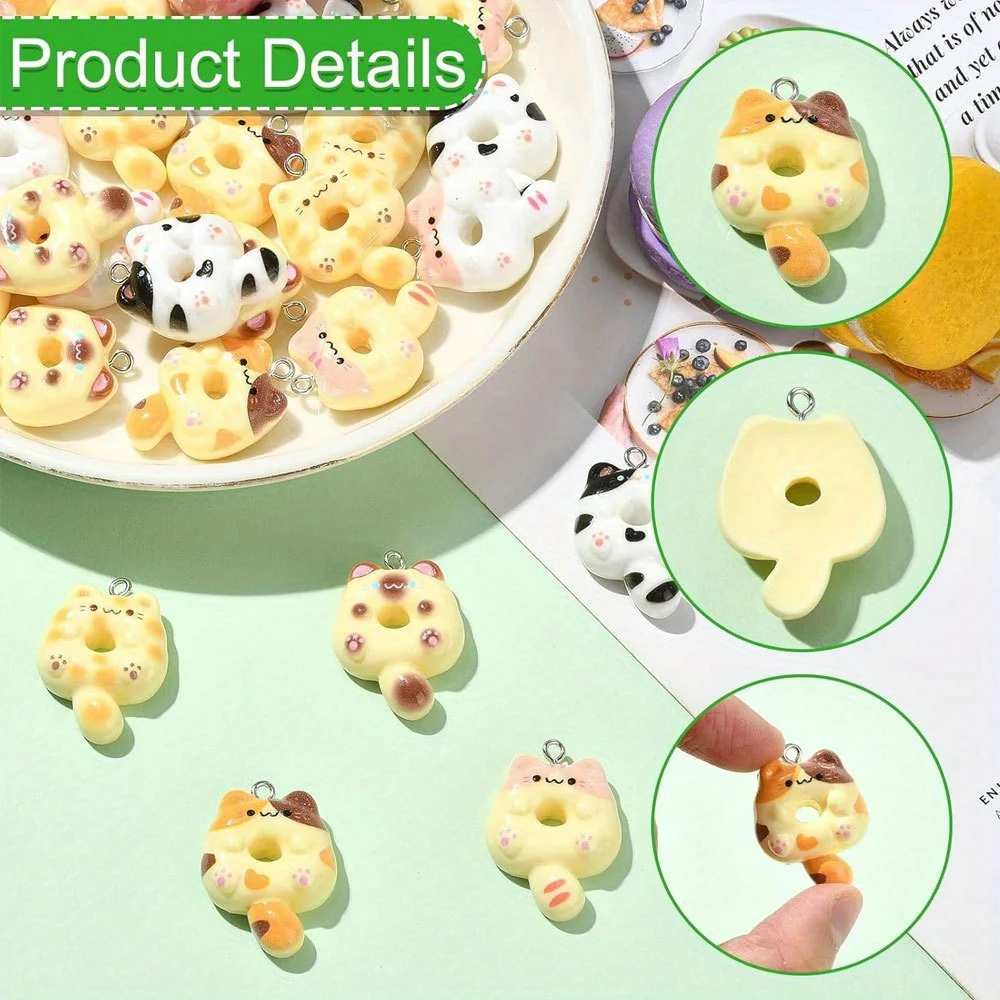 4/14/28pcs Multi-color Cat-shaped Decorative Pendants,Diy Bracelets,Necklaces Earrings,Valentine's Day Halloween GiftAccessories view 5