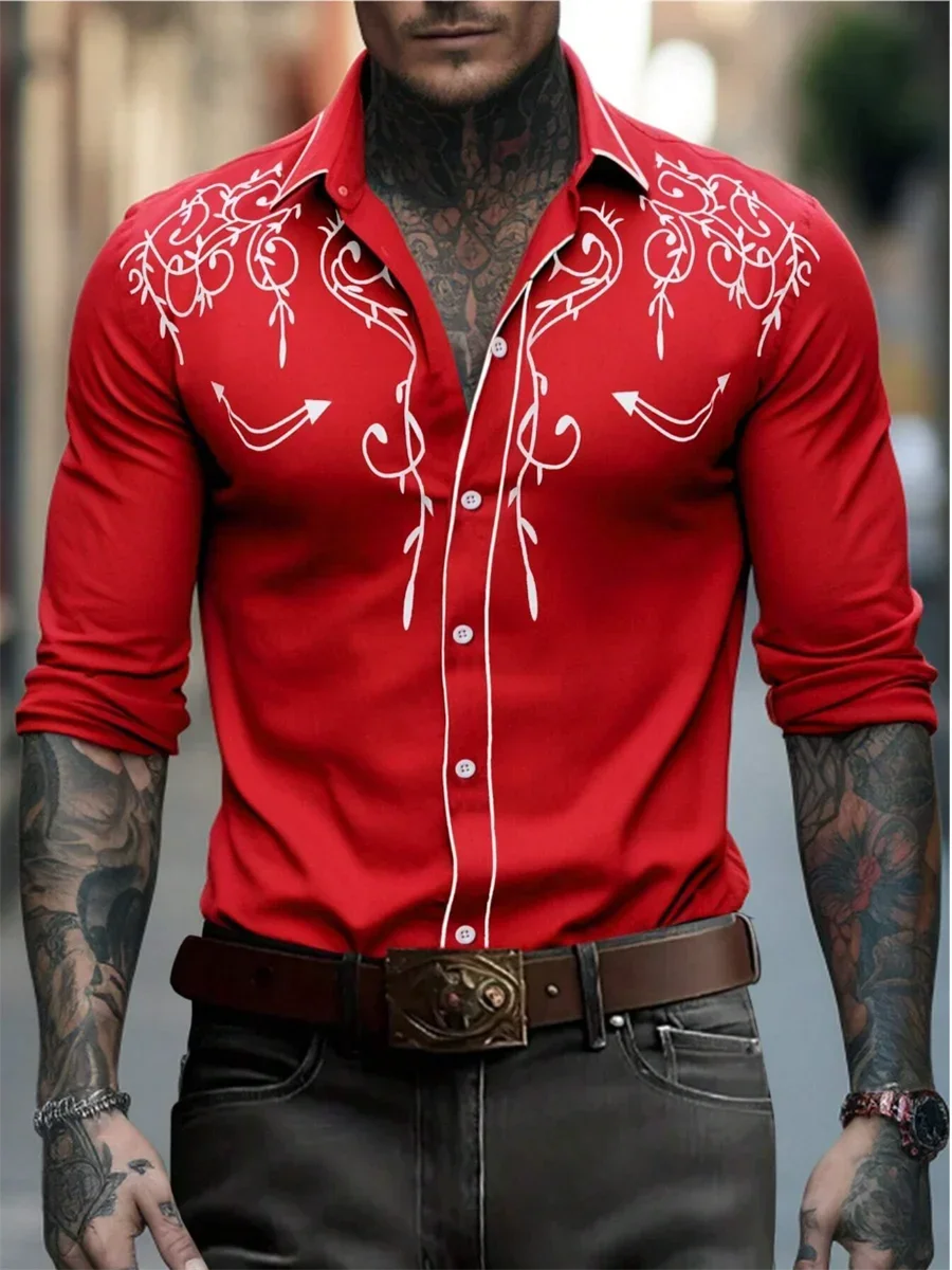 2024 Fashion Lapel Long Sleeve Men\'s Shirt Simple Casual Men\'s Street Dance Shirt European Size 6XL Fast Shipping Printed Shirt