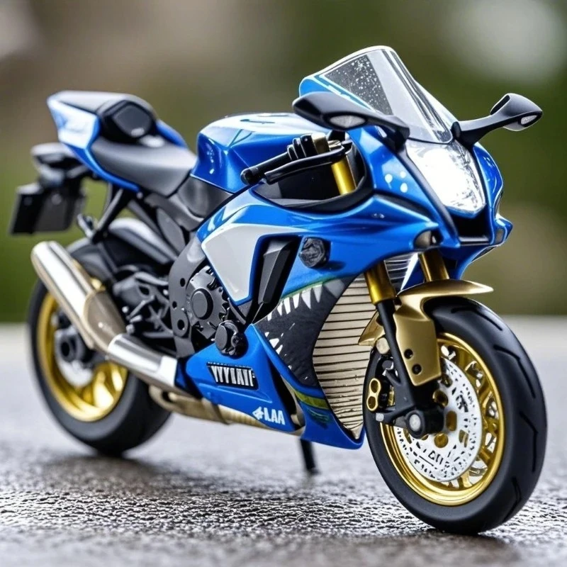 

1:10 R1 Motorcycle Alloy Diecast Simulation Motorcycle Model Vehicle Collection Sound and Light Autocycle Kids Toy Car Gift