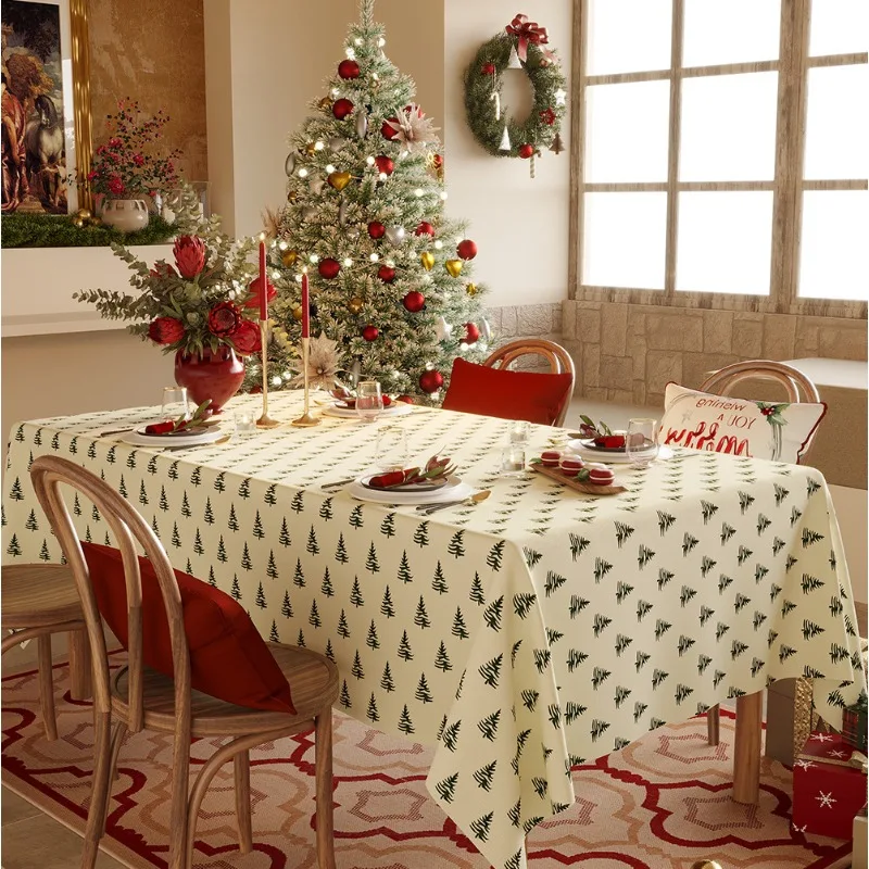 

Christmas Tablecloth Xmas Snowflake Themed Dining Table Cloth Holiday Beautification Decoration Dust-proof and Wear-resistant