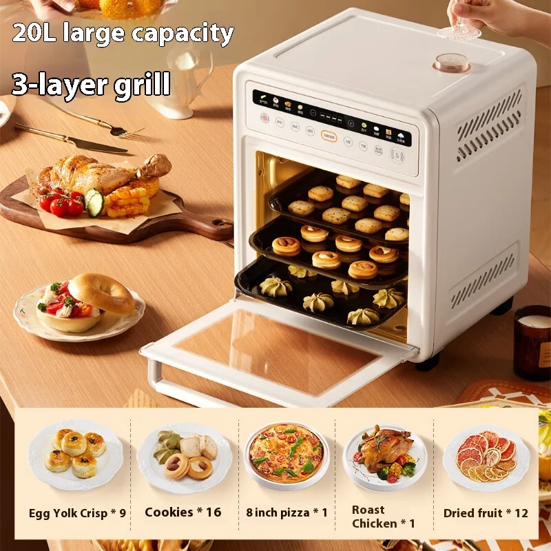 20L Electric Oven Household Top Hot Air Circulation Steam Baking Frying Integrated Square Top Temperature Control Model