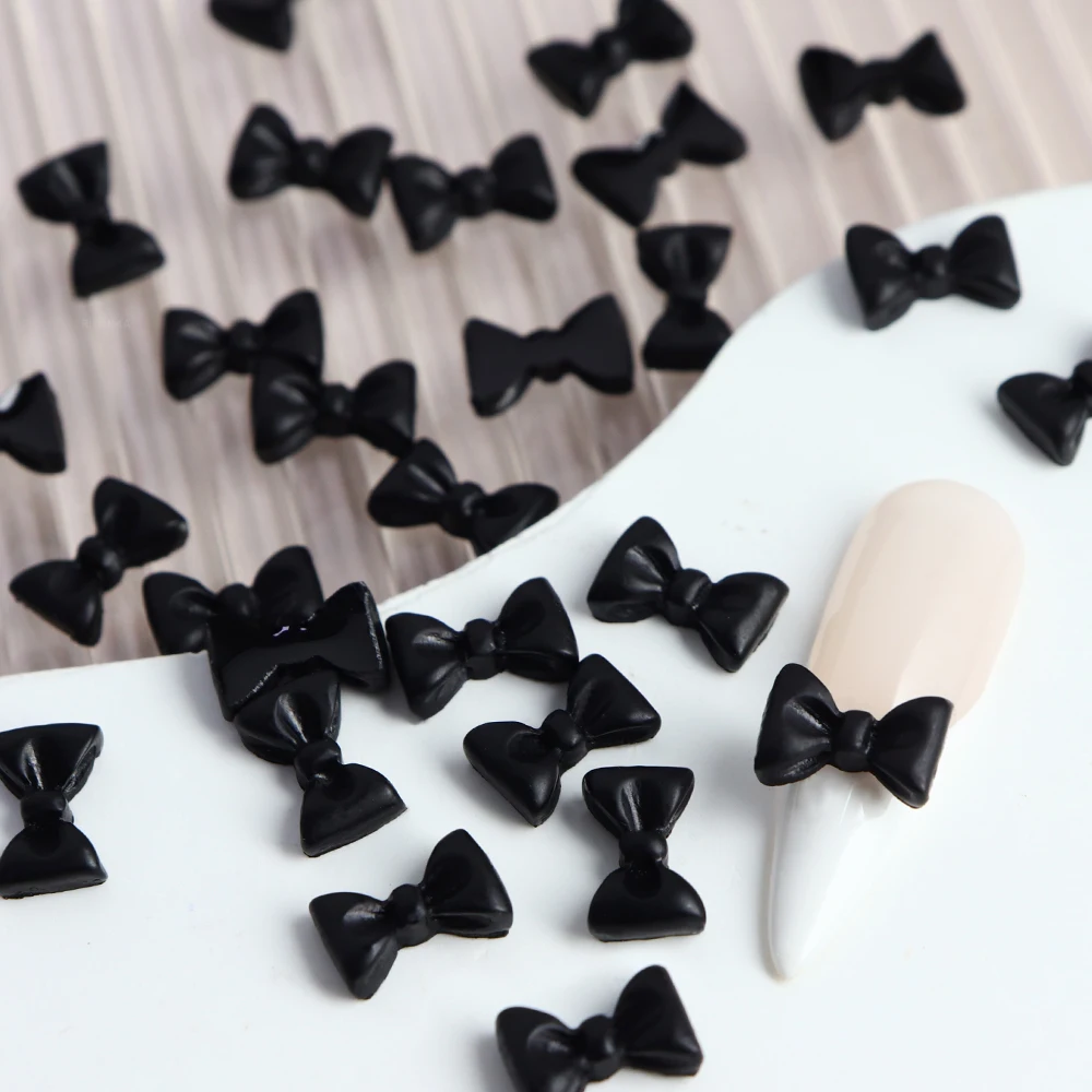 50pcs DIY Accessories White Pink Bowknot Epoxy Resin Filler Cute Black Bow Tie Charms Jewelry Making Pendants Art Crafts Decor