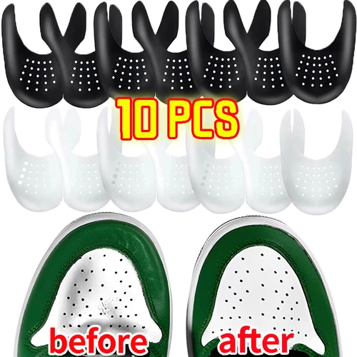 Protector de cabeza de zapato antiarrugas para hombre y mujer, soporte de zapato plegable blanco arrugado, calzado deportivo diario, Protector de pliegue transpirable, 2/10 Uds.