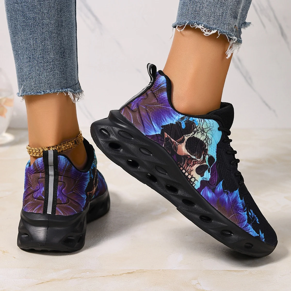 2025 Fashionable Breathable Sports Casual Shoes Anti-Slip Shock-Absorbing Running Shoes Mesh Shoes Halloween Women's Shoes 36-42