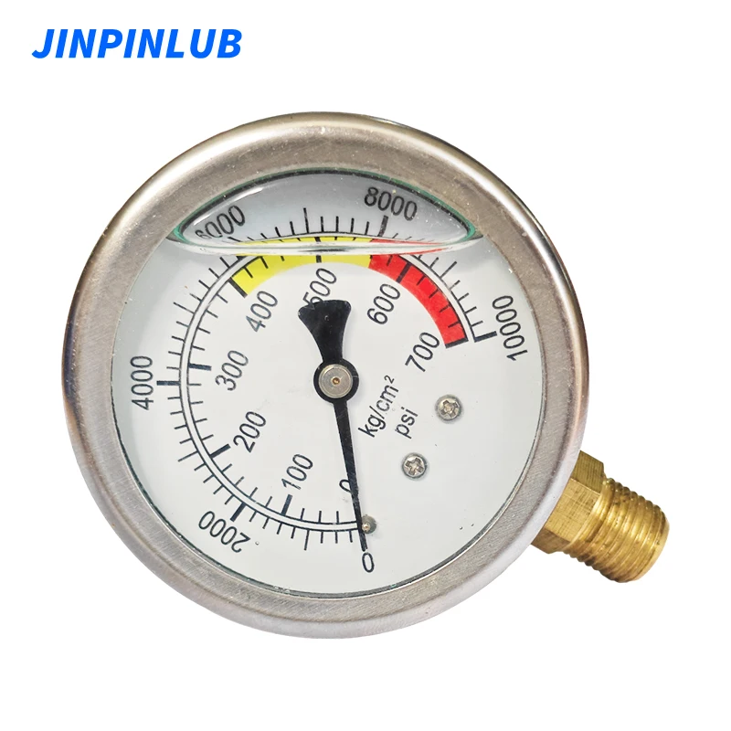 JIIINPINLUB 고압 디지털 계량기 게이지, 이중 범위 내진 유압 게이지, 700bar/10000psi lb