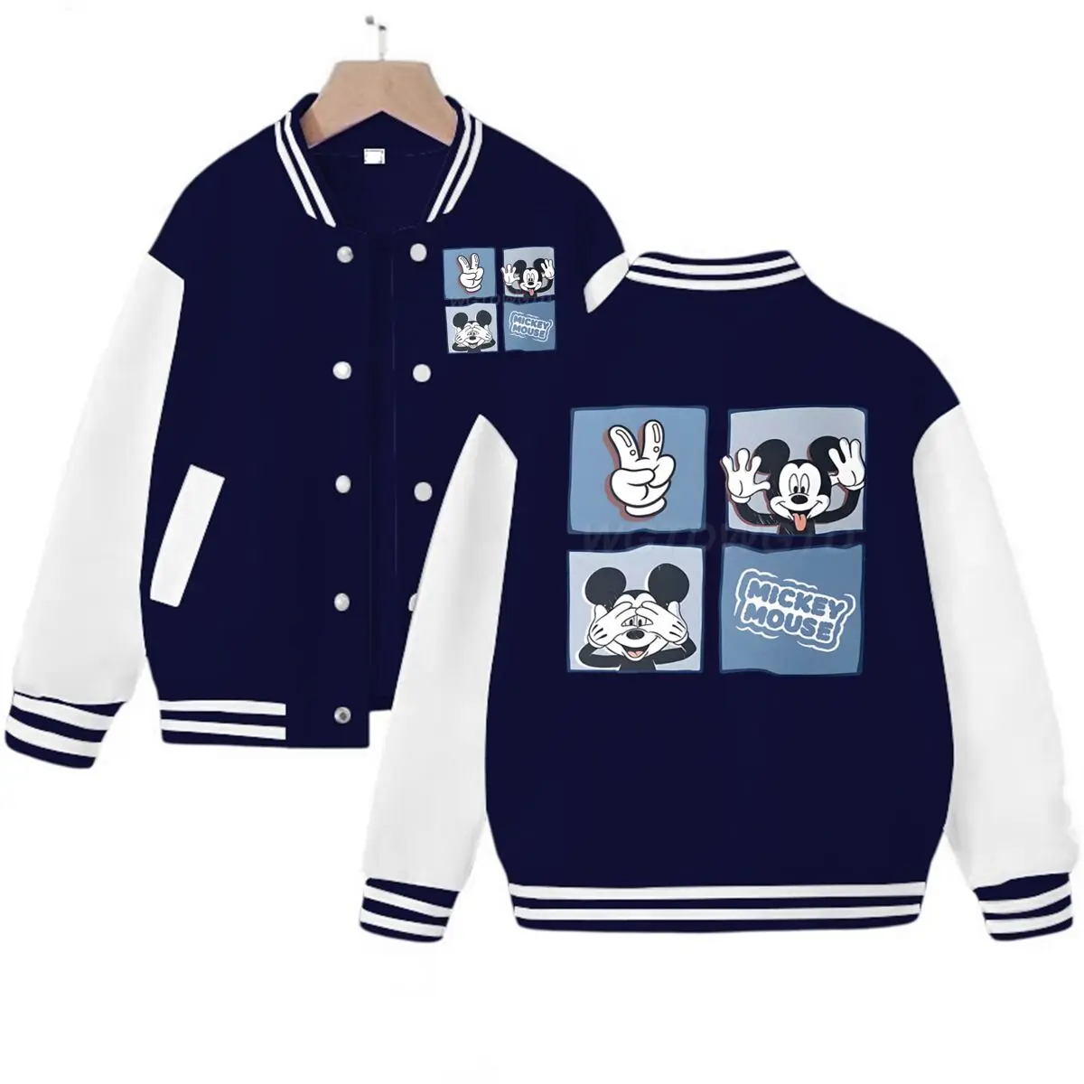 

Kids and Adults Baseball Jacket Cartoon Mickey Mouse Baseball Uniform Boys Funny Mickey Mouse Stylish Color Block Outerwears