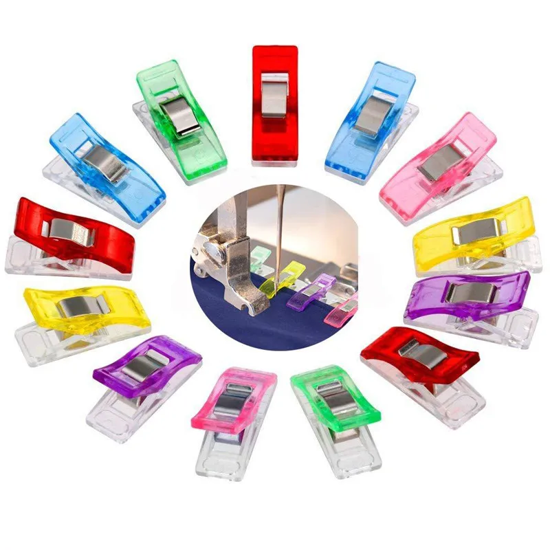 100Pcs Plastic Sewing Clips DIY Crafting Crocheting Knitting Clothing Clips Assorted Colors Craft Securing Quilting Clip Tool