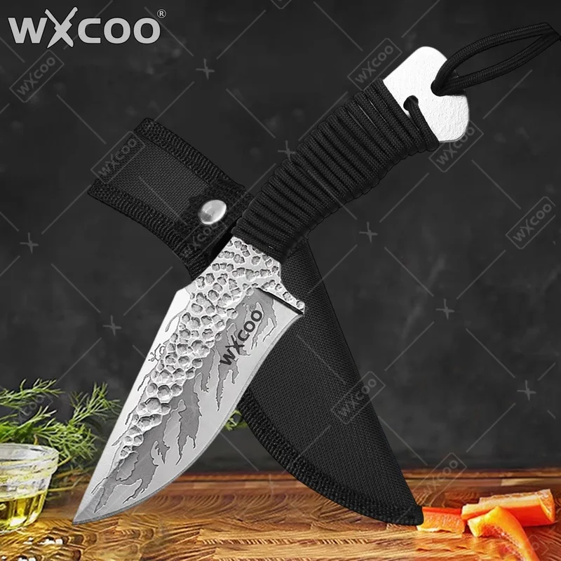 WXCOO Kitchen Boning Knife Stainless Steel Cleaver Butcher Knife Forged Chef's BBQ Cooking Meat Cutter Fruit Slicing with cover