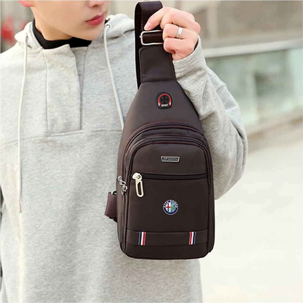 

Waterproof Chest Bag Crossbody Pack Single Shoulder Backpack For Alfa Romeo Sportiva 159 Giulietta 147 Stelvio Logo Accessories