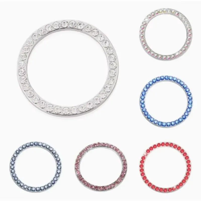 1/3pcs Car Accessories One-Click Start Button Decorative Ring Handmade Embedded Diamond Crystal Ignition Circle Decal Start