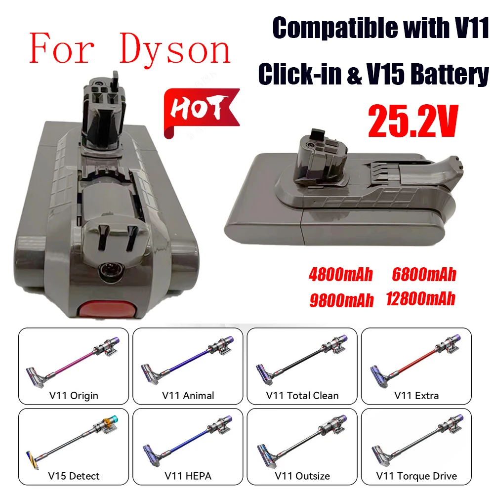 🌷🌷12.8Ah V11 Replacement Battery For Dyson V15 Battery Button Click in Installation Style  V11 V15 SV15 SV16 SV22 970425-01