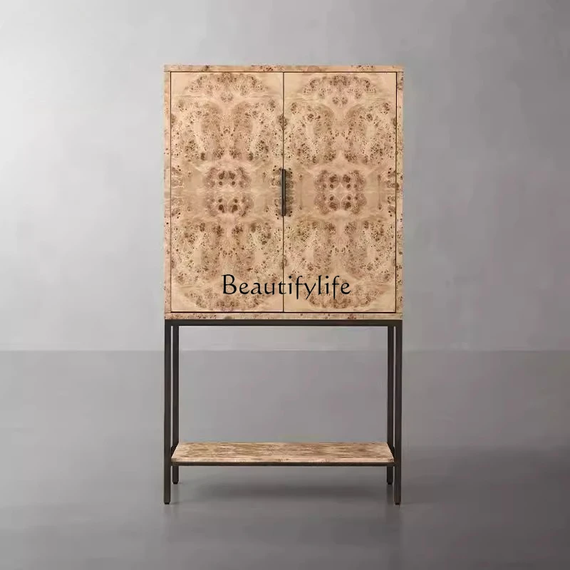 

American country living room against the wall tree bark cabinet French retro side cabinet