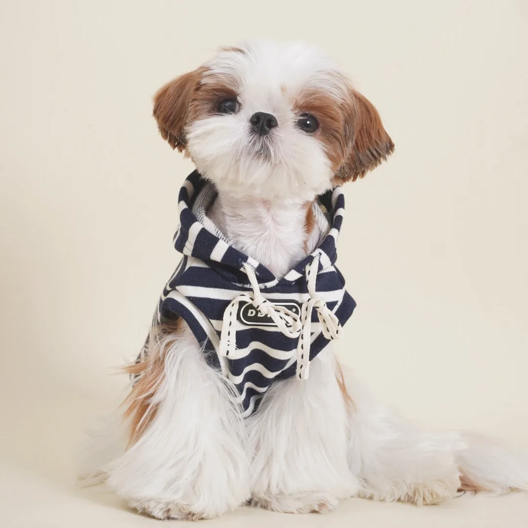 Fall And Winter New Casual Striped Pet T-shirts Fashion Sleeveless Dog Hoodies Puppy Maltese French Bulldog Small Dog Clothes