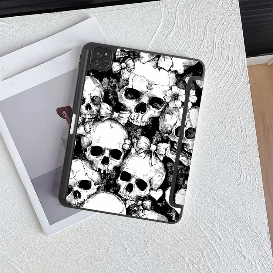Cool Skull Head Holder Cover Tablet Case For iPad Air 4 5 M3 M2 1 2 M4 11inch Pro 2025 Mini 6 7 Pro 11th 10th 9th 8th 7th 4