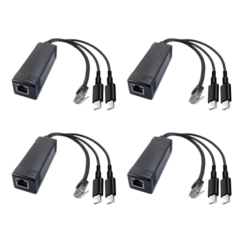 Y1UB Ethernet Power Splitter Module with Two USB Power Outputs and RJ45 Port, Small Housing for Camera and Wireless Device