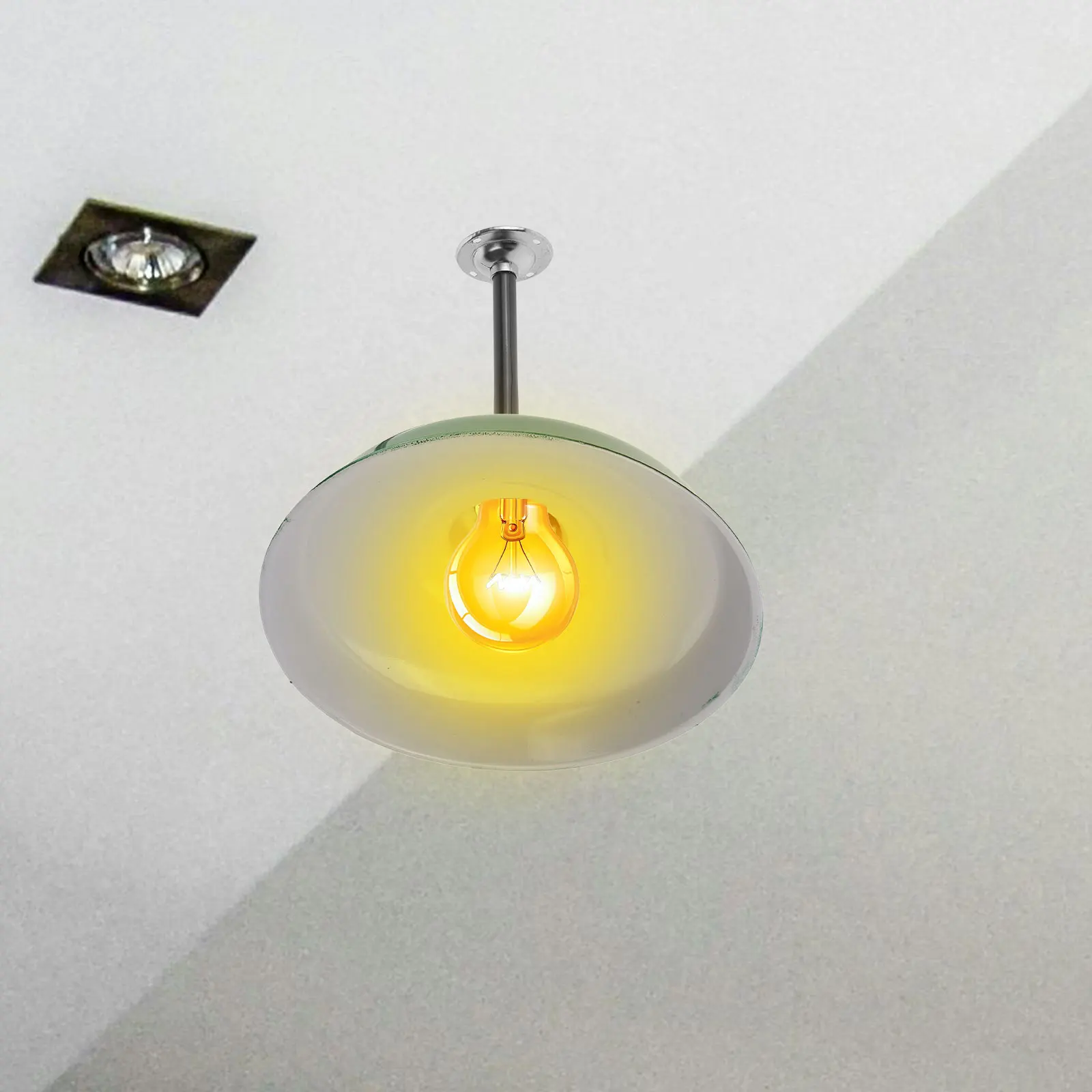 

Retro Green Enamel Lamp Shade Simple Round Waterproof Protective Light Cover for Industrial Wall Ceiling Workshop Lighting