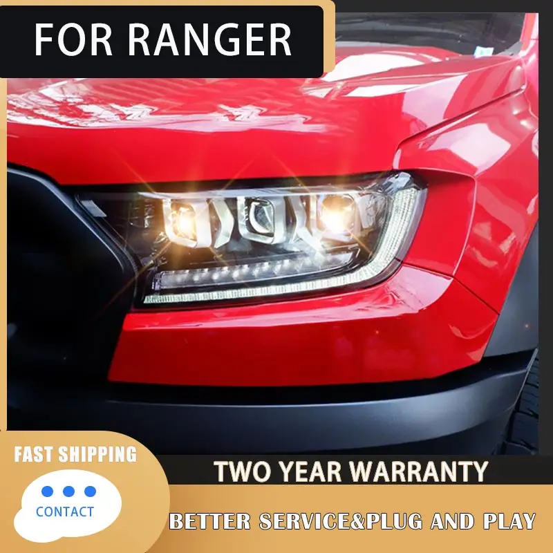 Car Styling for Ford Ranger Everest Headlights 2016-2020 Ranger LED Headlight Endeavor Head Lamp DRL LED Beam Auto Accessories