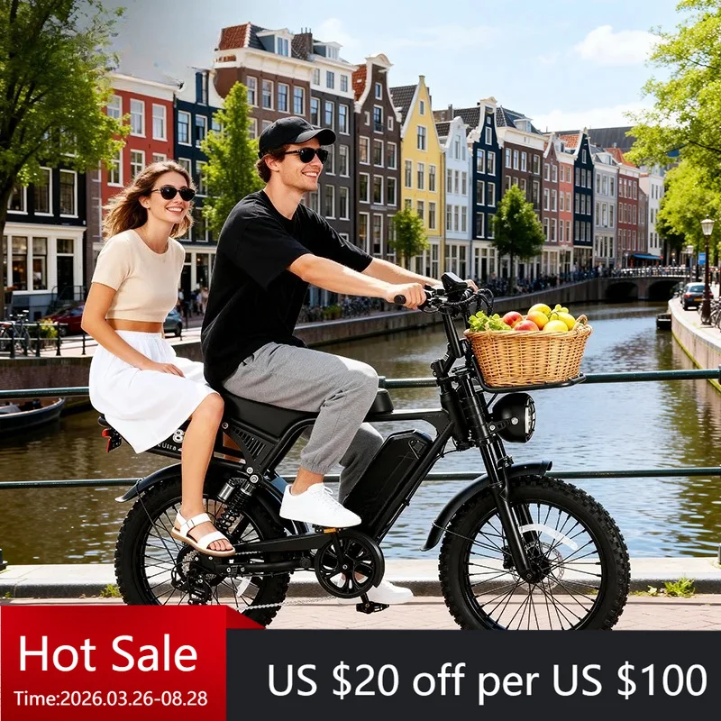 

TcEuropean Union Warehouse NL 20 inch Wide Tire Electric Bike V8 Ultra-T Adult Electric Bike 250W Brushless Motor 7 Speed Adult