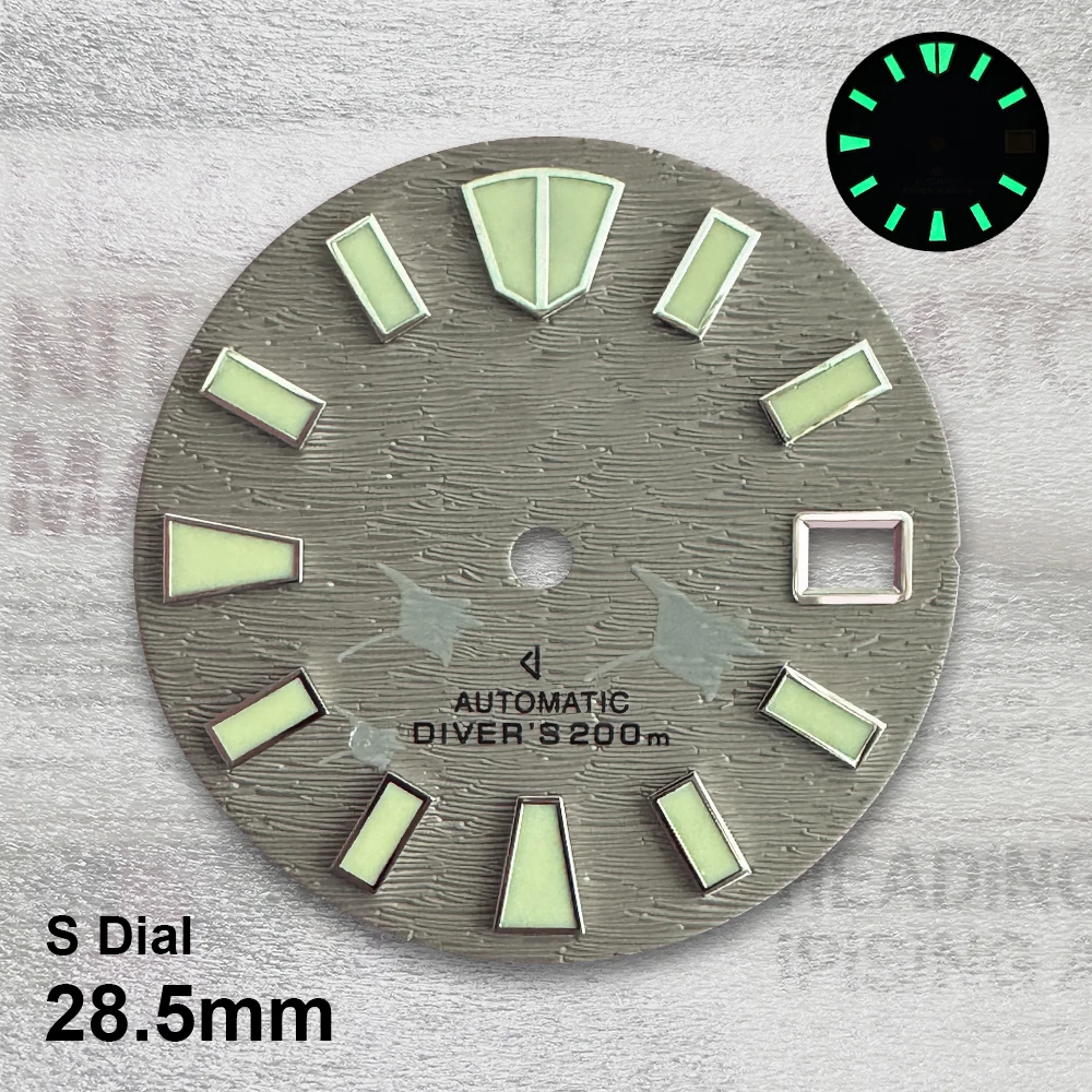 28.5mm S Logo Bat Dial Fit NH35/NH36 Movement Sunburst C3 Strong Green Luminous High Quality Dial Watch Modification Accessories