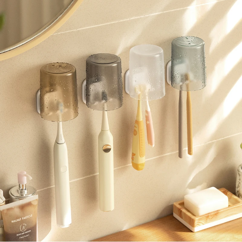 1/3/5pcs Toothbrush Holder Travel Rack Razor Toothbrush Storage Rack Wall-mounted Cup Holder Towel Hook Bathroom Accessories