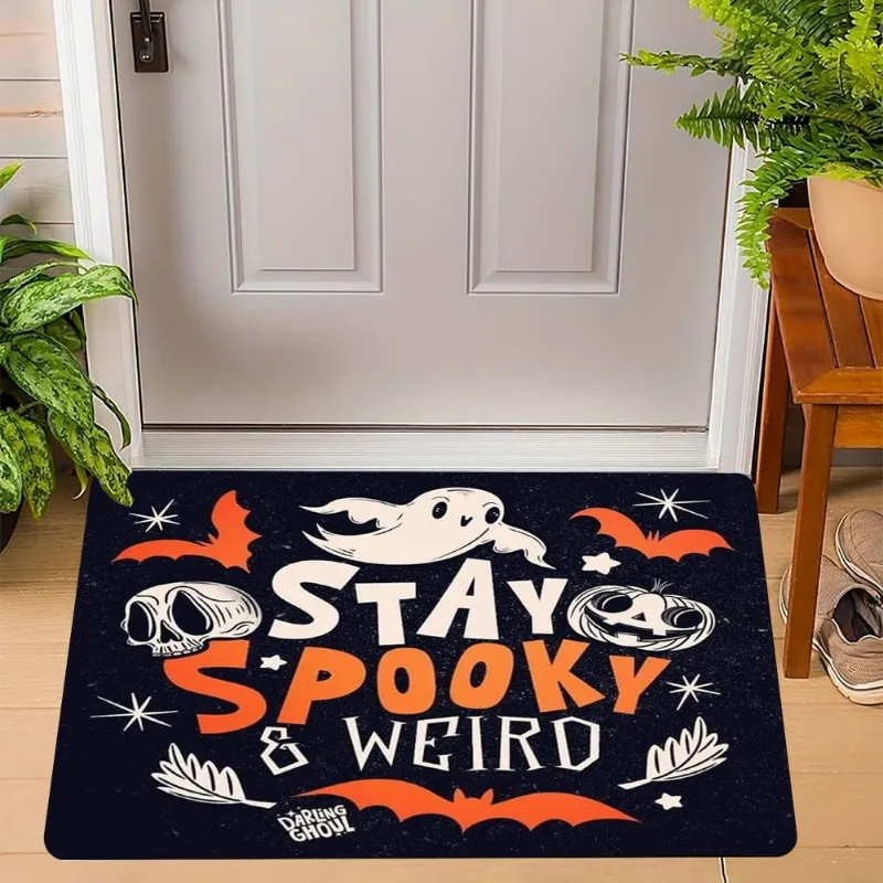 Halloween Spooky Ghost Zitat Teppich Cowboy Skelett Matte Home Dekoration Kürbis Segen Tür Teppich rutschfeste Bodenmatte Willkommensmatte